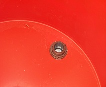 Through hole installed in bucket seen from inside